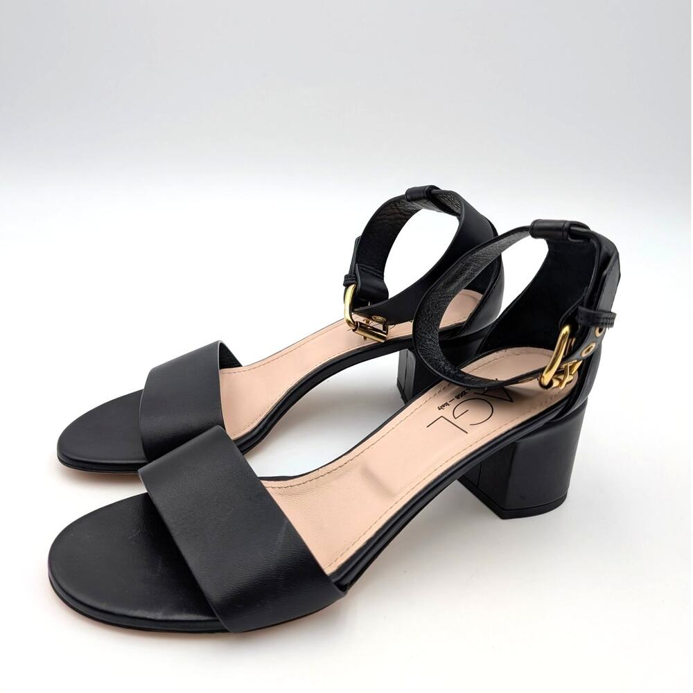 AGL Gala Block Heel Ankle Strap Sandals Open Toe Women's Black Size US9 EU39